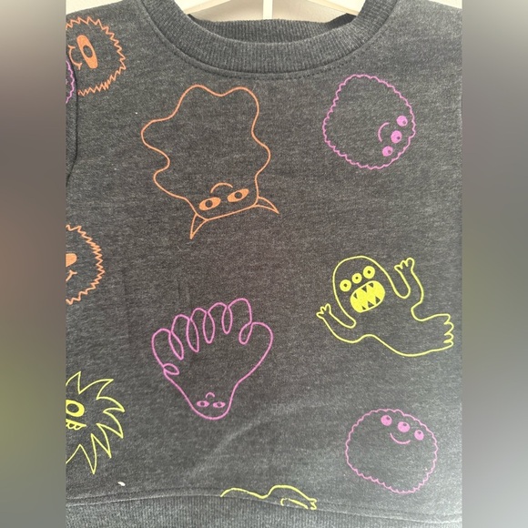 Cat&Jack Halloween Monsters Spooky Matching Set Kids SZ 12M Grey Fleece Lined - Picture 2 of 5